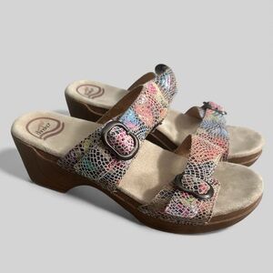 Dansko Sophie Slide Buckle Multi Color Sandals Clogs‎ Size 8.5 (39)